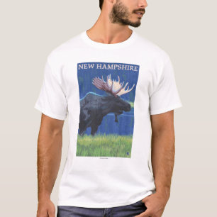 T-shirt Nouveau HampshireMoose dans le clair de lune