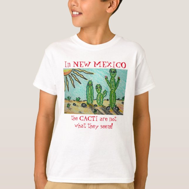 T-shirt Nouveau-Mexique Alien Cactus Drôle Roswell Cartoon (Devant)
