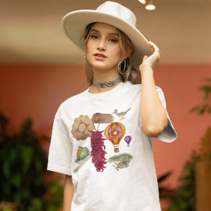 T-shirt Nouveau-Mexique Red Chile Pinõn Zia Hot Air Balloo