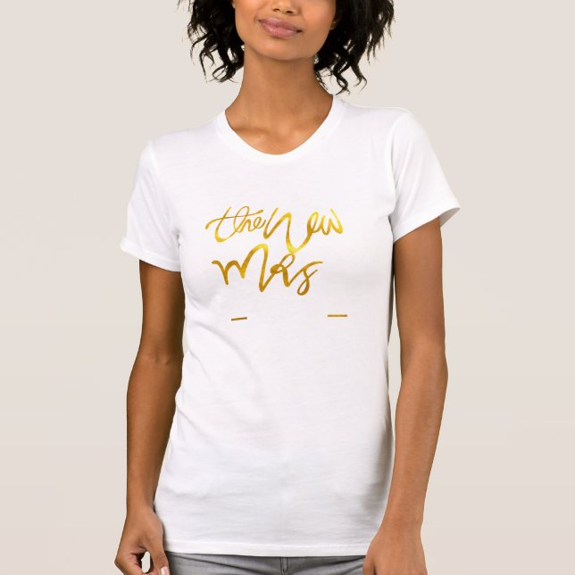 T-shirt NOUVEAU MRS - AJOUTER LE NOM - Gold Calligraphy WI (Devant)