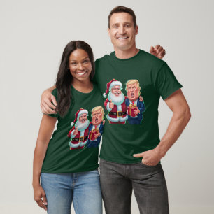 T-shirt NOUVEAU Noël 2024 - Trump et Père Noël célèbrent