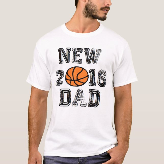 T-SHIRT NOUVEAU PAPA 2016 DE BÉBÉ DE PÈRE DE BASKET-BALL (Devant)