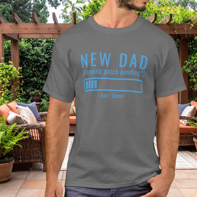 T-shirt Nouveau Papa Patch Dormant Design Bleu (Créateur téléchargé)