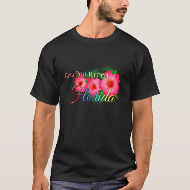 T-shirt Nouveau Port Richey Floride Fleurs tropicales Fami (Devant)