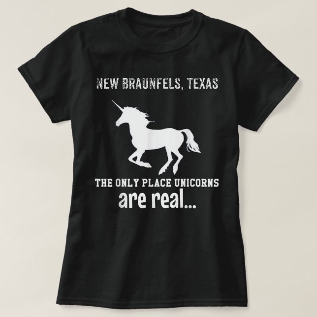 T-shirt Nouveaux Braunfels Texas Le Seul Endroit Unicornes (Design devant)