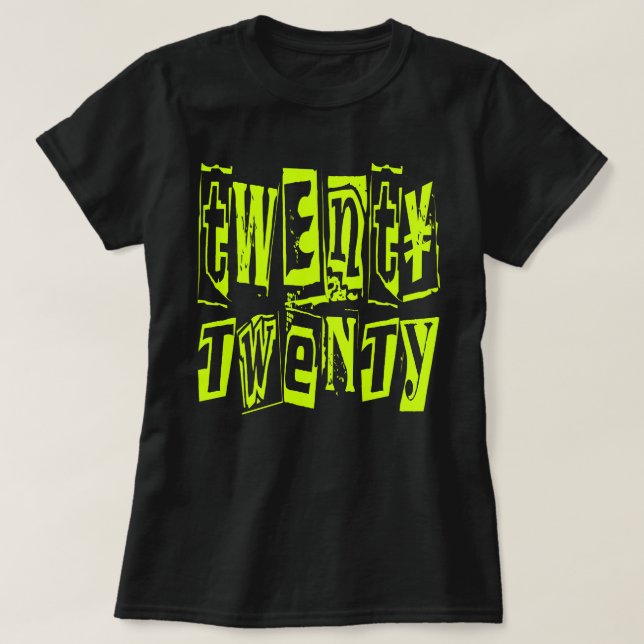 T-shirt Nouvel An 2020 Jaune brillant moderne Vingt (Design devant)