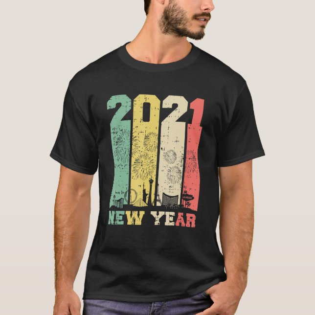 T-shirt Nouvel An 2021 New York Las Vegas Retro Holida (Devant)
