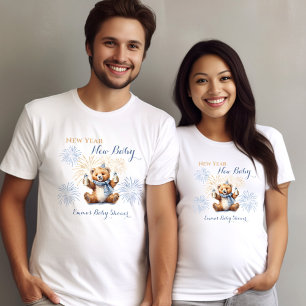 T-shirt Nouvel an Bear Blue Boy Baby shower