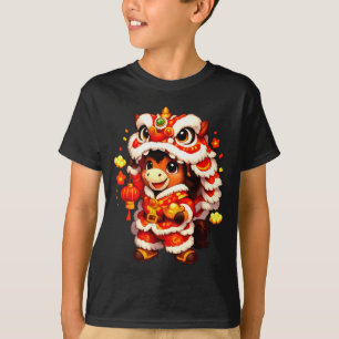 T-shirt Nouvel An chinois 2026 Année du Cheval Lion mignon