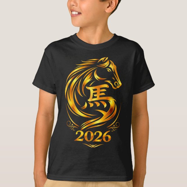 T-shirt Nouvel an chinois 2026 cheval de feu  (Devant)