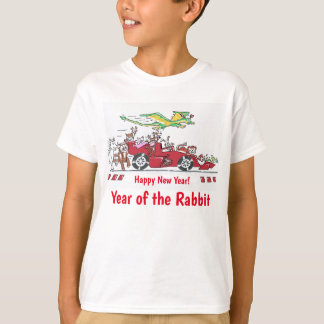 T-shirt Nouvel an chinois de la voiture de course Rabbit