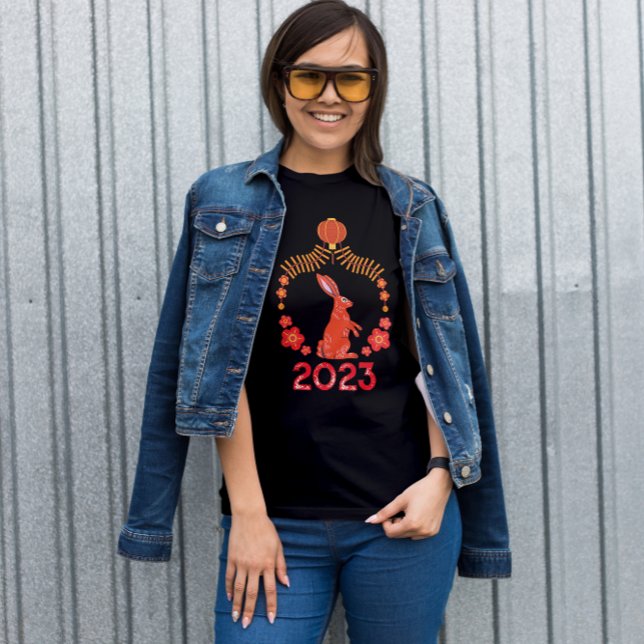T-shirt Nouvel An chinois floral Nouvel An lunaire du lapi (Créateur téléchargé)