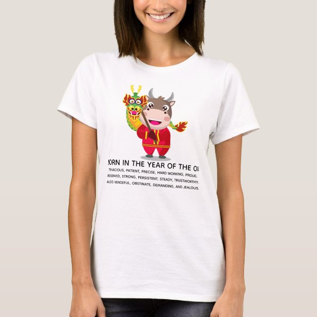T-shirt Nouvel An chinois mignon de l'Ox Traits (Devant)