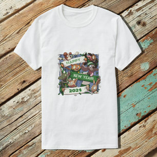 T-shirt Nouvel An Drôle Animaux Vans Scarf Cartoon