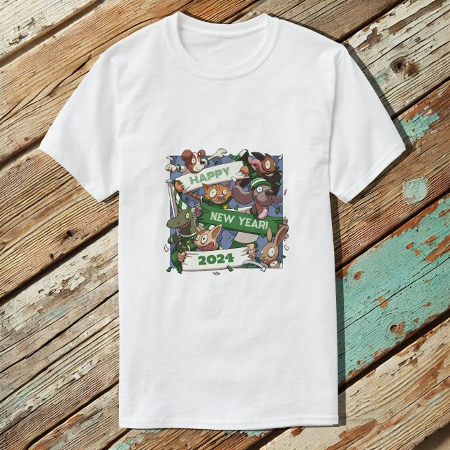 T-shirt Nouvel An Drôle Animaux Vans Scarf Cartoon (Créateur téléchargé)