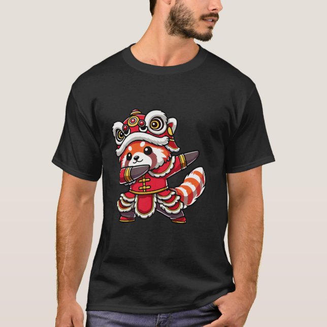 T-shirt Nouvel An Lunaire Chinois 2025 Dabbing Red Panda L (Devant)