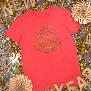 T-shirt Nouvel An Lunaire Serpent du Zodiaque Chinois Or R
