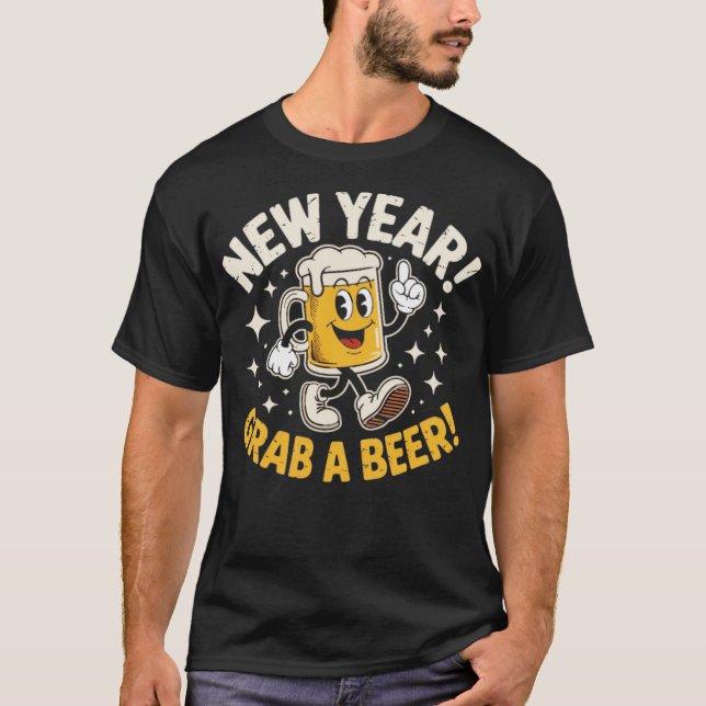 T-shirt Nouvel An, prenez une bière (Devant)