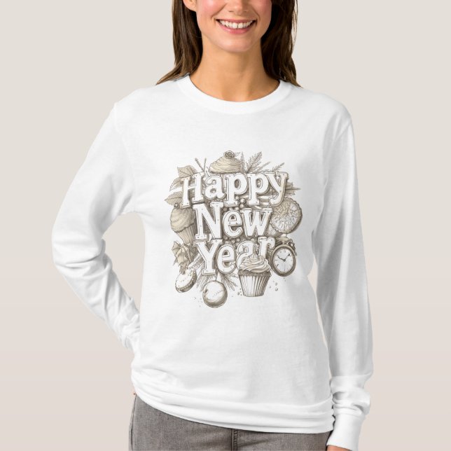 T-shirt nouvelle année design de cup cake incroyable (Devant)