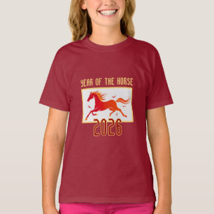 T-shirt Nouvelle Année du Cheval de Feu Chinois 2026 Enfan