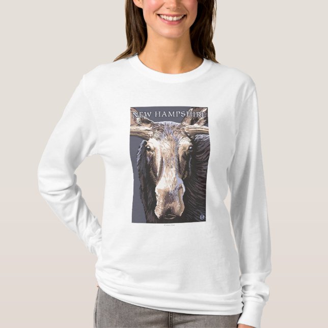 T-shirt Nouvelle de HampshireMoose fin (Devant)