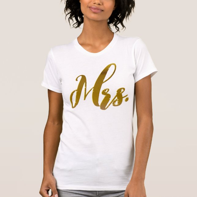 T-shirt Nouvelle Femme Nouvelle Mariée Mme Metallic Gold F (Devant)