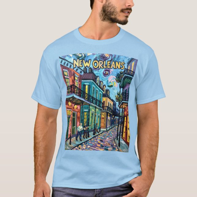 T-shirt Nouvelle-Orléans Quartier français Van Gogh Style  (Devant)