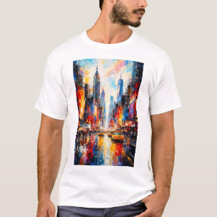 T-shirt Nouvelle ville de New York Coloré Abstrait Toile d