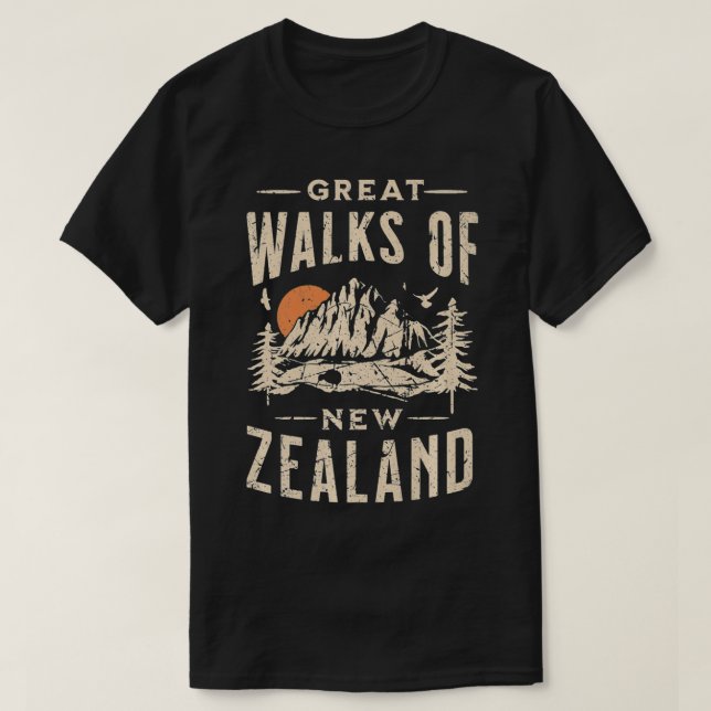 T-shirt Nouvelle Zealand Kiwi Great Walks Retro Souvenir N (Design devant)