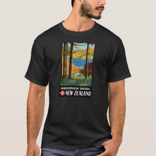 T-shirt Nouvelle-Zélande Marlborough Sounds Poster vintage