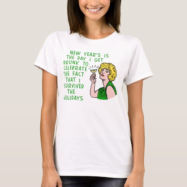 T-shirt Nouvelles années drôles de rétro femme potable (Devant)