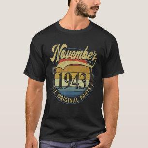 T-shirt Novembre 1943 Toutes les pièces d'origine Vintage