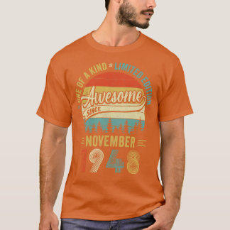 T-shirt Novembre 1948 Vintage 75 Ans Retro 75e Birt