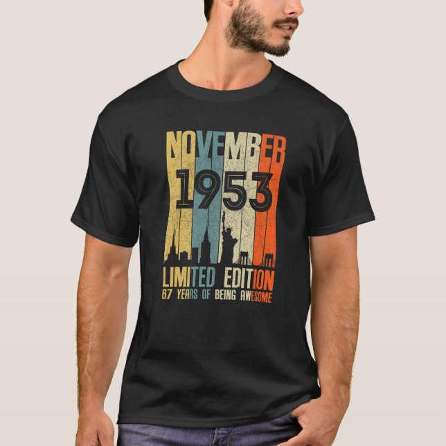 T-shirt Novembre 1953 T 67 Ans 1953 Cadeau d'anniversaire (Devant)
