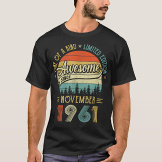 T-shirt Novembre 1961 Vintage 60 Ans Retro 60e Birt