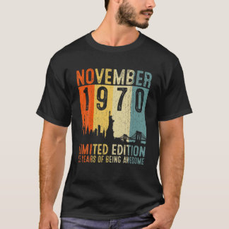 T-shirt Novembre 1970 52E Cadeaux Anniversaires 52 Ans De