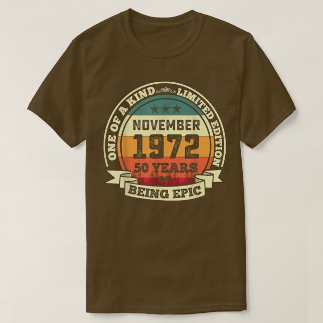 T-shirt Novembre 1972 50e Anniversaire Cadeau 50 Ans D'Êtr (Design devant)