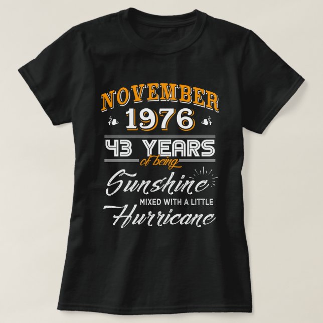 T-shirt Novembre 1976 quarante-troisième cadeaux (Design devant)