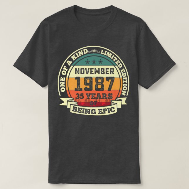 T-shirt Novembre 1987 35e Anniversaire Cadeau 35 Ans D'Êtr (Design devant)