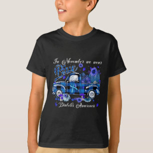 T-shirt Novembre Bleu Camion Citrouille Automne Amusants D
