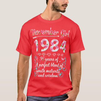 T-shirt Novembre Fille 1984 Joyeux 36 Ans D'Une Ble Parfai