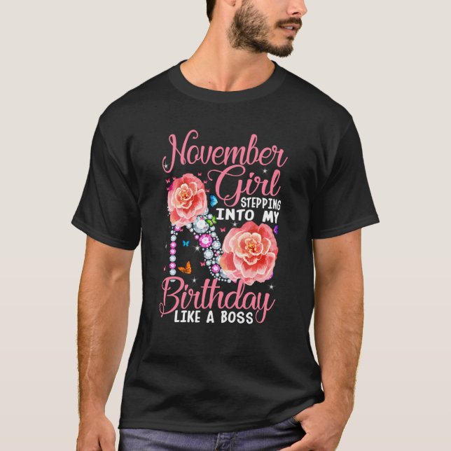 T-shirt Novembre Fille entrant dans mon anniversaire comme (Devant)