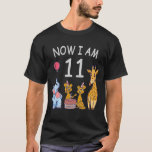 T-shirt Now I, 11 ans old 11th Birthday at the Zoo<br><div class="desc">Joyeux anniversaire. Funny and lovely Kids Birthday design with a cute Elephant,  two ferrets and a girafe celebrating your birthday at the zoo.</div>