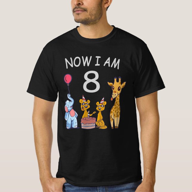 T-shirt Now I, 8 ans d'âge huit (Devant)