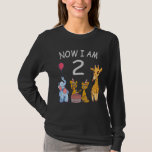 T-shirt Now I am 2 year old 2nd Birthday at the Zoo<br><div class="desc">Happy 2nd Birthday. Funny and lovely Kids Birthday design with a cute Elephant,  two ferrets and a giraffe celebrating your birthday at the zoo.</div>