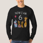 T-shirt Now I am 6 years old 6th Birthday at the Zoo<br><div class="desc">Happy 6th Birthday. Funny and lovely Kids Birthday design with a cute Elephant,  two ferrets and a giraffe celebrating your birthday at the zoo.</div>