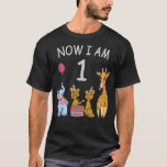 T-shirt Now I le 1er jour du Birthday<br><div class="desc">Joyeux anniversaire. Funny and lovely Kids Birthday design with a cute Elephant,  two ferrets and a girafe celebrating your birthday at the zoo.</div>