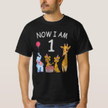 T-shirt Now I le 1er jour du Birthday<br><div class="desc">Joyeux anniversaire. Funny and lovely Kids Birthday design with a cute Elephant,  two ferrets and a girafe celebrating your birthday at the zoo.</div>