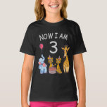 T-shirt Now I le 3e jour du Birthday<br><div class="desc">Joyeux anniversaire. Funny and lovely Kids Birthday design with a cute Elephant,  two ferrets and a girafe celebrating your birthday at the zoo.</div>