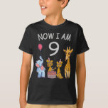 T-shirt Now I le 9e anniversaire du Birthday<br><div class="desc">Joyeux 9e anniversaire. Funny and lovely Kids Birthday design with a cute Elephant,  two ferrets and a girafe celebrating your birthday at the zoo.</div>